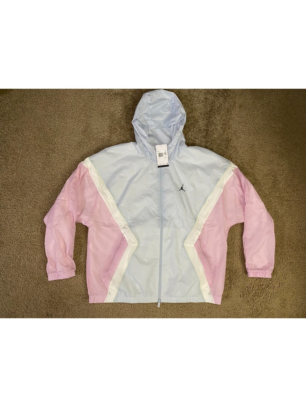 Jordan Brooklyn Draft Jacket Mens 2XL Pink Blue Mesh Lined Jumpman Logo Full Zip